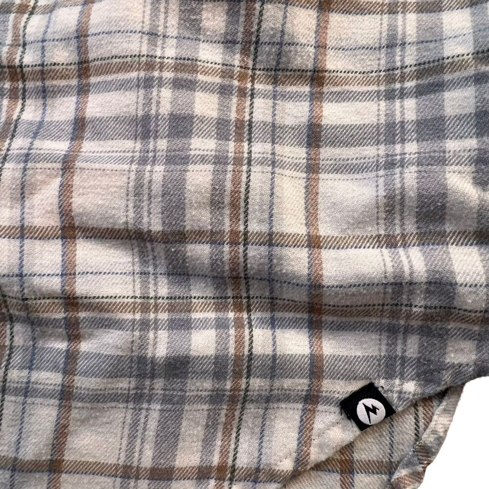 Marmont Womens Flannel Button Back Plaid Shirt Top Blouse Medium Gray Up Cabin - Picture 7 of 11